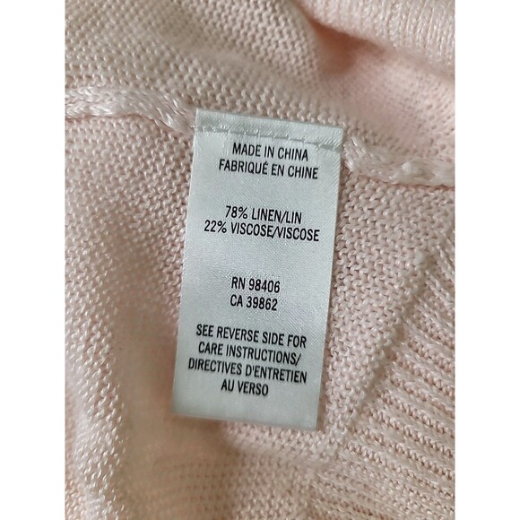 Theory Pale Pink Long Sleeve Linen Blend Sweater Women's Size Large Crew Neck - Picture 12 of 13